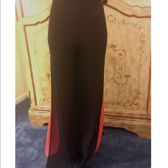 Black semi-wide pants with orange panels Size M/L - Picture 2 of 6